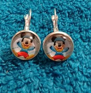 Mickey Mouse Clip On Earrings Silver Plated